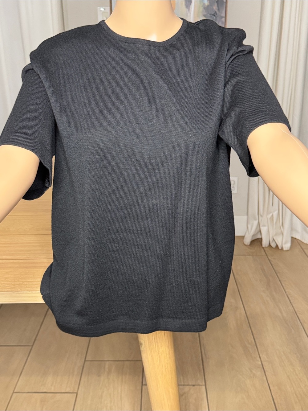 Vintage GISPA Italy Black Merino Wool Sweater Short Sleeve 80s 90s
